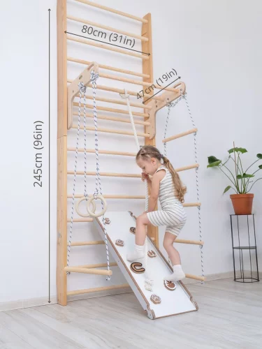 Pikler-Dreieck Set aus 4 Teilen: Indoor-Spielplatzbogen und Dreieck-Klettergerüst, Montessori-Toddler-Spielgymnastik